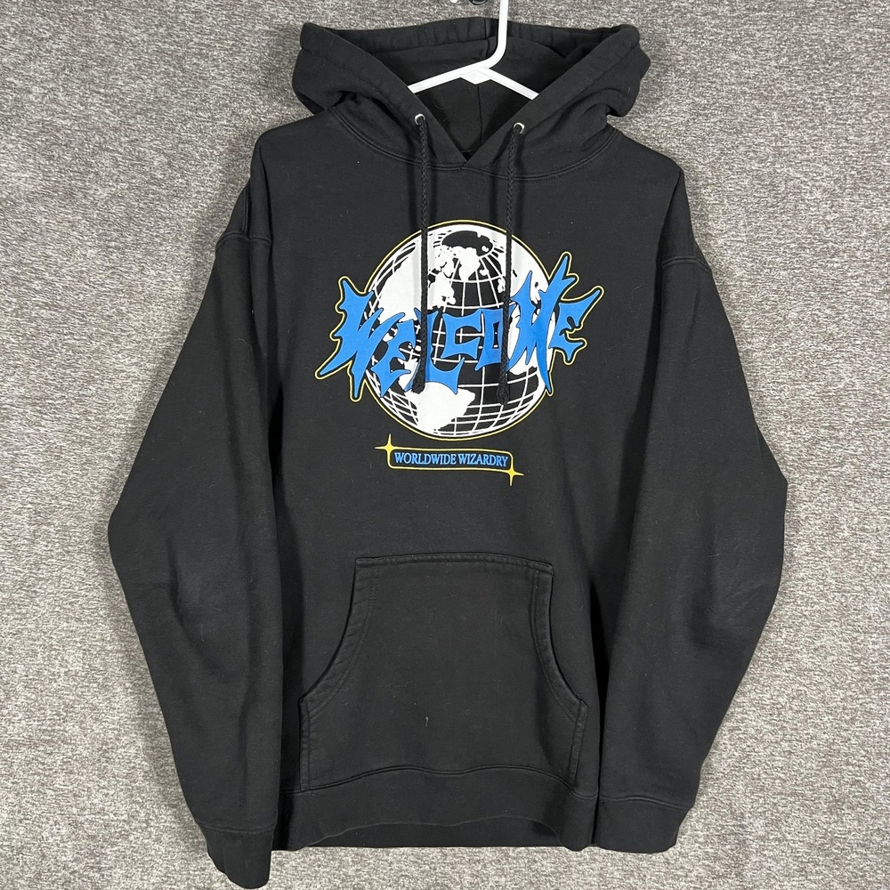 Welcome Hoodie Mens Large Black Worldwide Wizardry‎ Graphic Skate Pullover